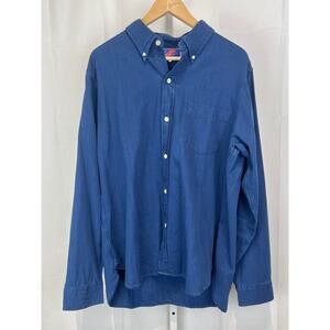 BEST MADE Button Down Collar Long Sleeve Shirt Chest Pocket Cotton Blue Size XL